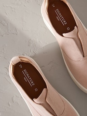 Rose Pink Slip On Signature Forever Comfort® Leather Chunky Wedge Platform Trainers - Image 6 of 6