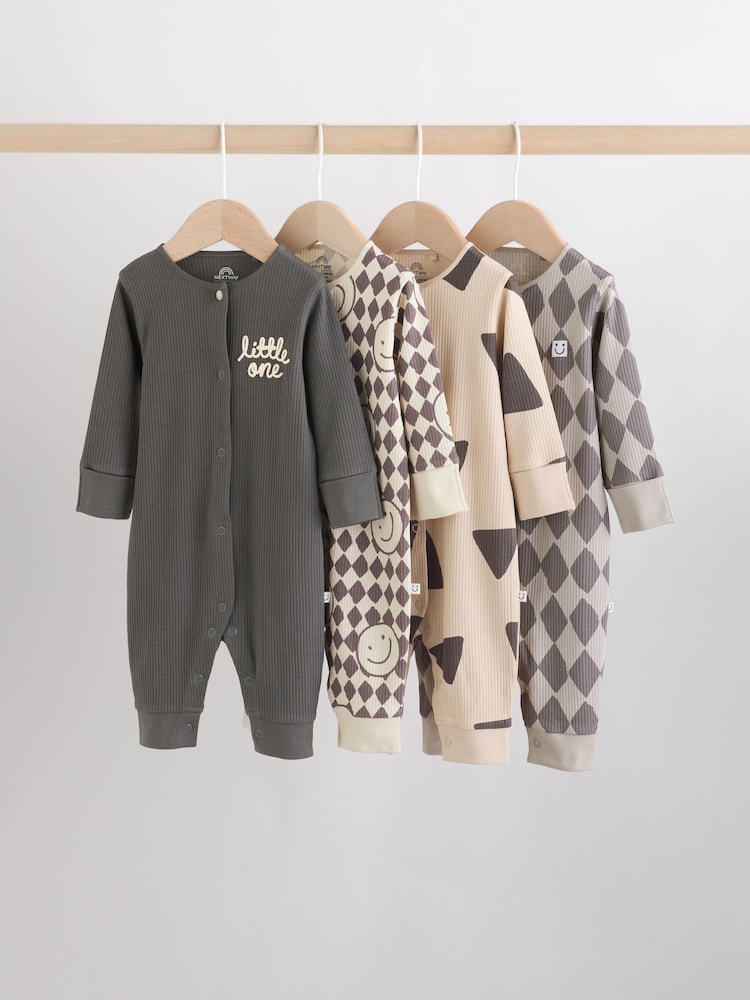Monochrome Footless Baby Sleepsuits 4 Pack (0mths-2yrs) - Image 1 of 14