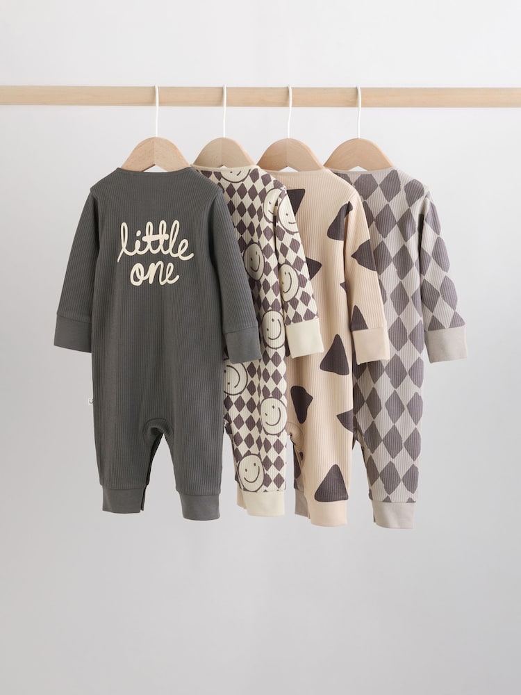 Monochrome Footless Baby Sleepsuits 4 Pack (0mths-2yrs) - Image 2 of 14