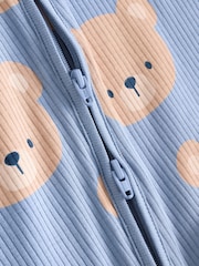 Brown/Navy Baby Two Way Zip Footless Cotton Sleepsuits 3 Pack (0mths-3yrs) - Image 10 of 12