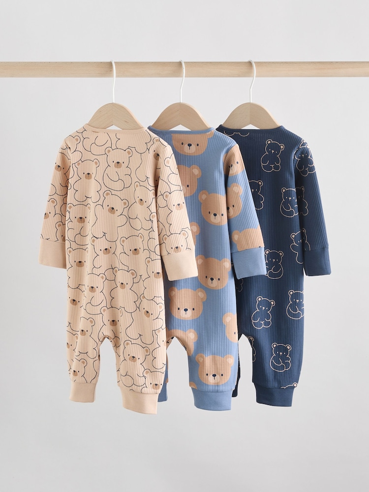 Braun/Marineblau - Fußlose Baby-Schlafanzüge aus Baumwolle im 3er-Pack mit Zwei-Wege-Reißverschluss (0M.–3J.) - Bild 2 von 12 Braun/Marineblau - Fußlose Baby-Schlafanzüge aus Baumwolle im 3er-Pack mit Zwei-Wege-Reißverschluss (0M.–3J.) - Bild 2 von 12