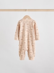 Brown/Navy Baby Two Way Zip Footless Cotton Sleepsuits 3 Pack (0mths-3yrs) - Image 3 of 12