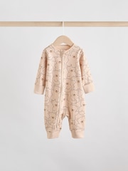 Brown/Navy Baby Two Way Zip Footless Cotton Sleepsuits 3 Pack (0mths-3yrs) - Image 4 of 12