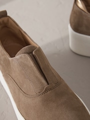 Chocolate Brown Slip On Signature Forever Comfort® Leather Chunky Wedge Platform Trainers - Image 5 of 6
