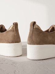 Chocolate Brown Slip On Signature Forever Comfort® Leather Chunky Wedge Platform Trainers - Image 6 of 6