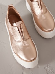 Rose Gold Slip On Signature Forever Comfort® Leather Chunky Wedge Platform Trainers - Image 4 of 6