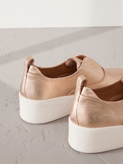 Rose Gold Slip On Signature Forever Comfort® Leather Chunky Wedge Platform Trainers - Image 5 of 6