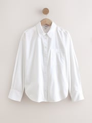 White Long Sleeve Tie Back Waisted Shirt - Image 1 of 3