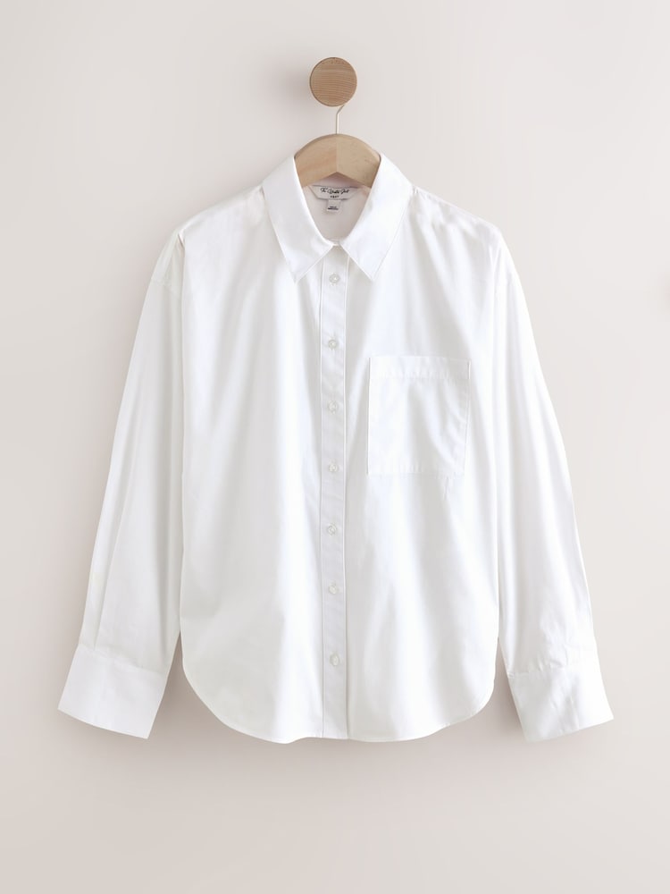 White Long Sleeve Tie Back Waisted Shirt - Image 1 of 3
