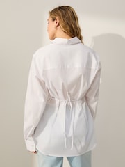 White Long Sleeve Tie Back Waisted Shirt - Image 4 of 8