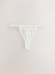 self. Cream Thong Floral Lace Knickers - Image 5 of 7