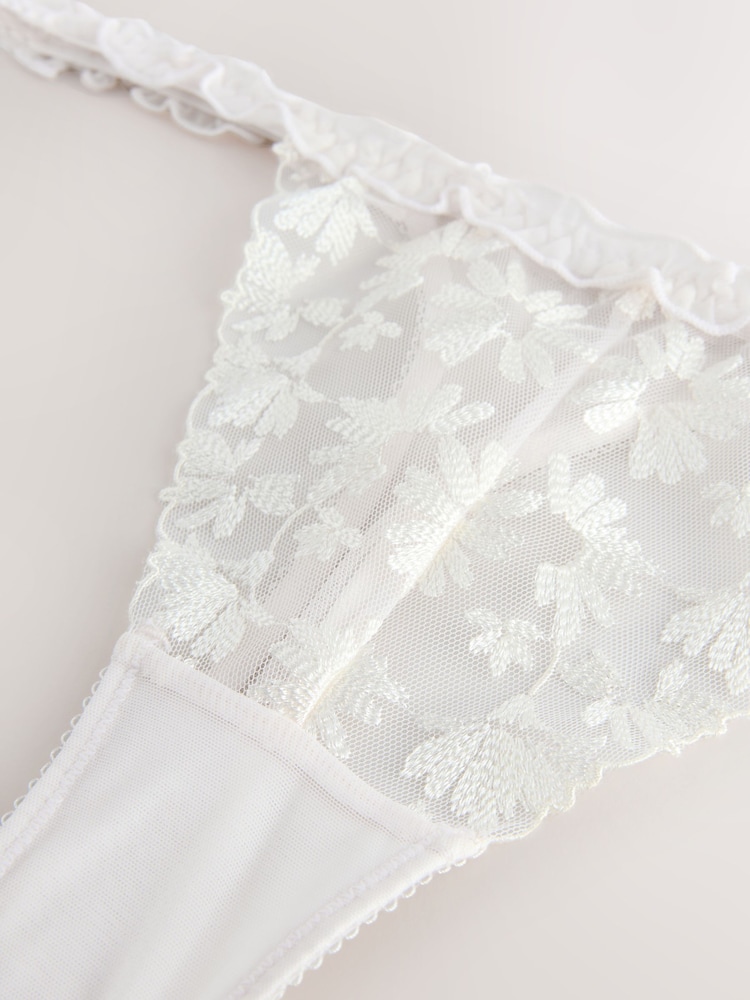 self. Cream Thong Floral Lace Knickers - Image 7 of 7