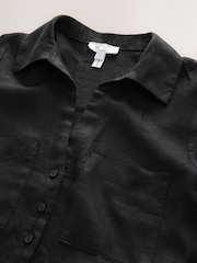 Black Premium 100% Linen Midi Shirt Dress - Image 2 of 3