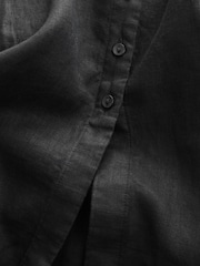 Black Premium 100% Linen Midi Shirt Dress - Image 3 of 3