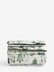 Green Christmas Scene Reversible Velvet Bedspread - Image 1 of 1