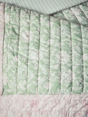 Pale Pink Floral Woodblock Quilted Bedpread - Image 2 of 4