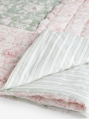 Pale Pink Floral Woodblock Quilted Bedpread - Image 4 of 4