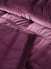 Burgundy Red Quilted Lustre Velvet Bedspread - Image 2 of 4