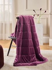 Burgundy Red Quilted Lustre Velvet Bedspread - Image 3 of 4