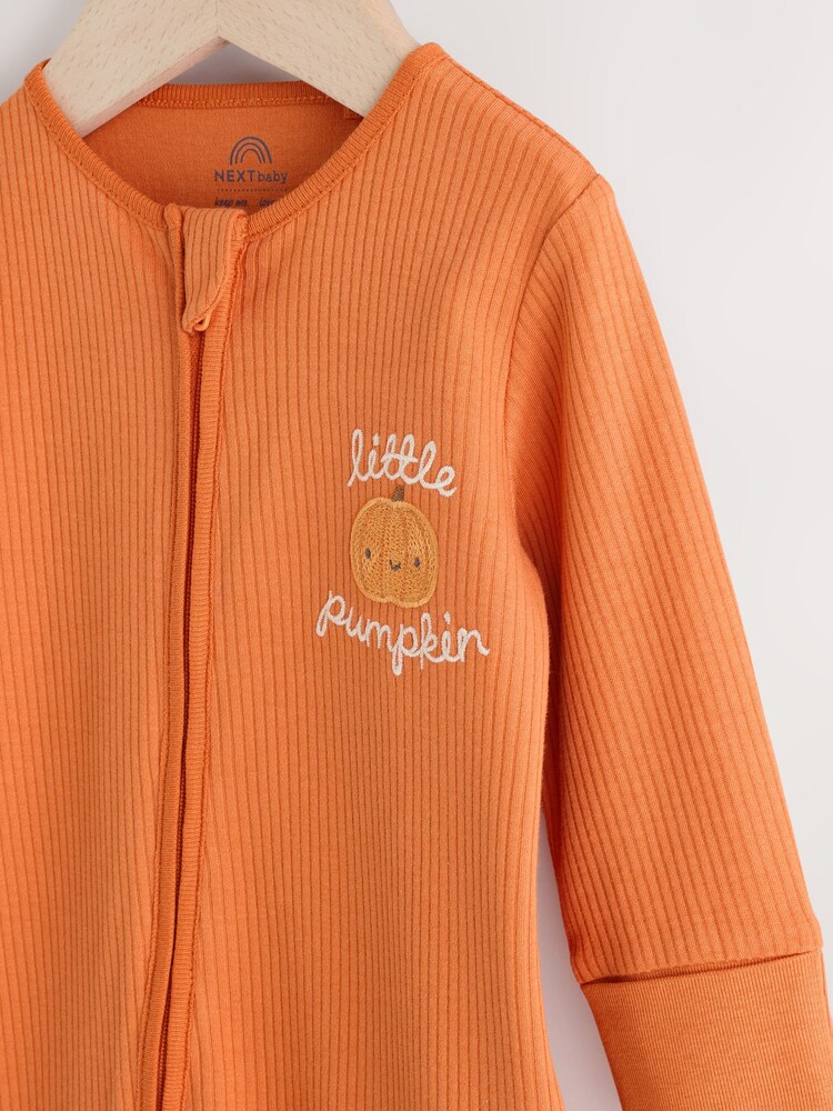 Pyjama Bébé Next "Little Pumpkin" - Taille 6 Mois - Zip Double Sens - Inscription Mignonne - Orange