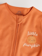 Rust Brown Baby Little Pumpkin Two Way Zip Sleepsuit (0mths-3yrs) - Image 8 of 12