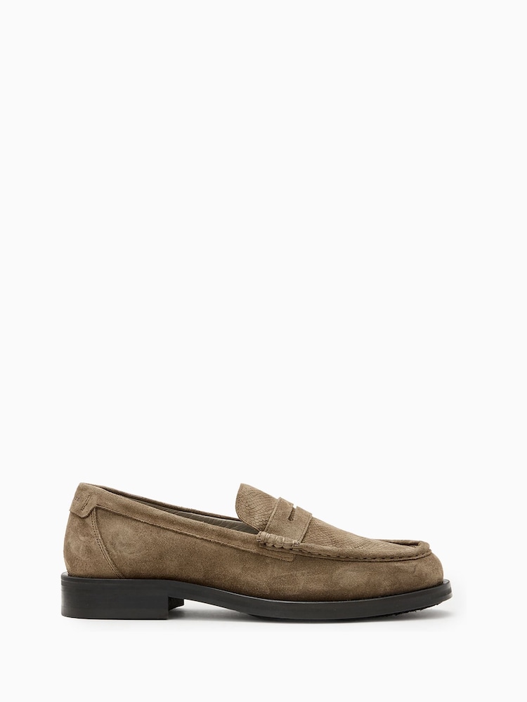 AllSaints Brown Bloom Suede Loafers - Image 1 of 1