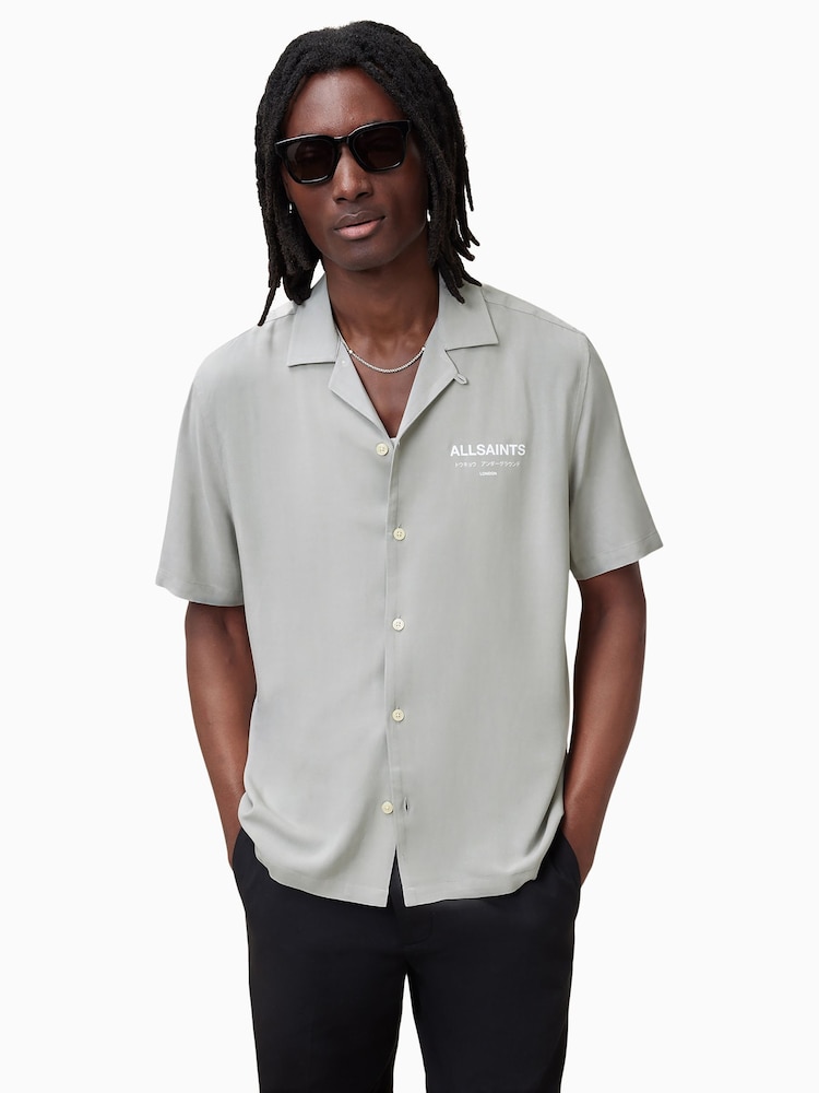 AllSaints Grey Underground Short Sleeve Shirt - Image 2 of 7