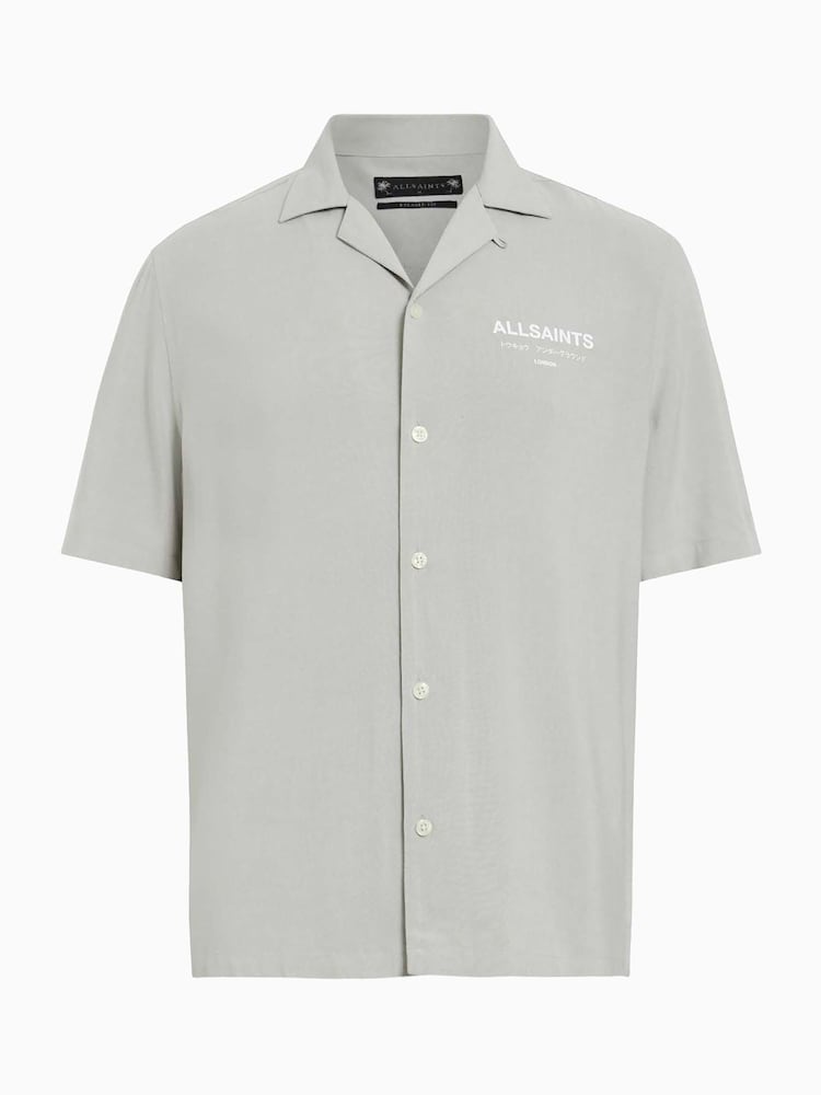 AllSaints Grey Underground Short Sleeve Shirt - Image 7 of 7