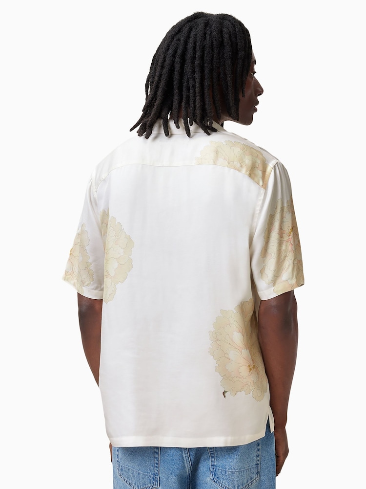 AllSaints White Fleur Short Sleeve Shirt - Image 2 of 8