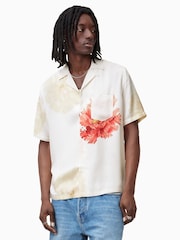 AllSaints White Fleur Short Sleeve Shirt - Image 4 of 8