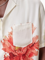 AllSaints White Fleur Short Sleeve Shirt - Image 7 of 8