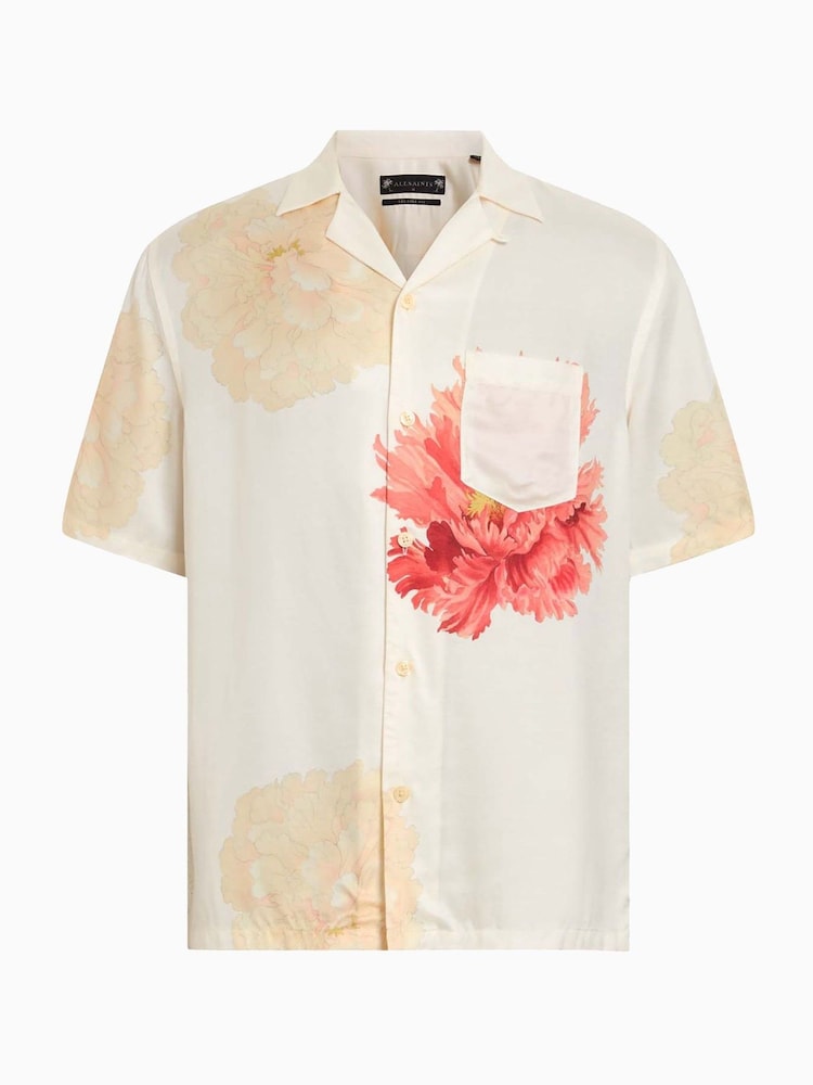 AllSaints White Fleur Short Sleeve Shirt - Image 8 of 8