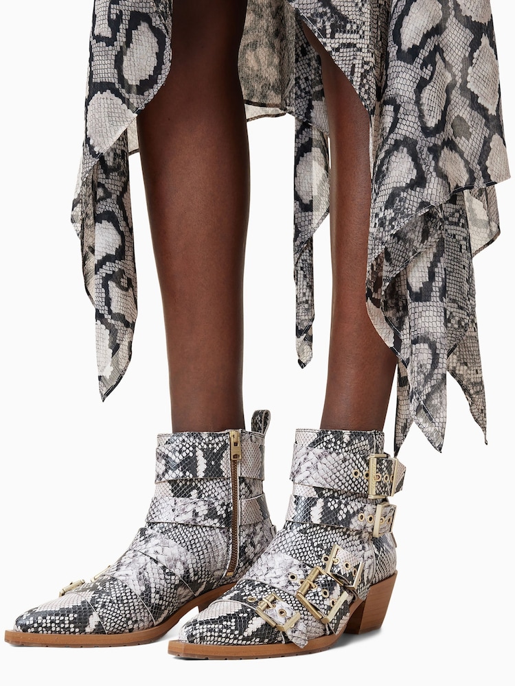 AllSaints White Jane Buckle Boots - Image 6 of 6