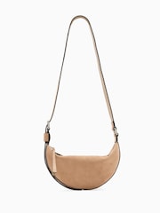 AllSaints Tan Halfmoon Suede Xbody Bag - Image 1 of 7