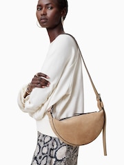 AllSaints Tan Halfmoon Suede Xbody Bag - Image 2 of 7