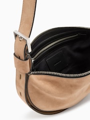 AllSaints Tan Halfmoon Suede Xbody Bag - Image 3 of 7