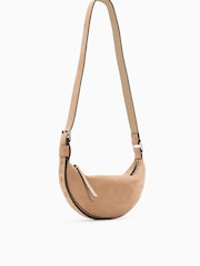 AllSaints Tan Halfmoon Suede Xbody Bag - Image 4 of 7