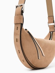 AllSaints Tan Halfmoon Suede Xbody Bag - Image 5 of 7