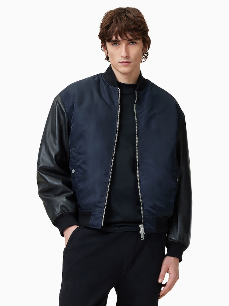 AllSaints Black Myler Bomber Jacket - Image 1 of 10