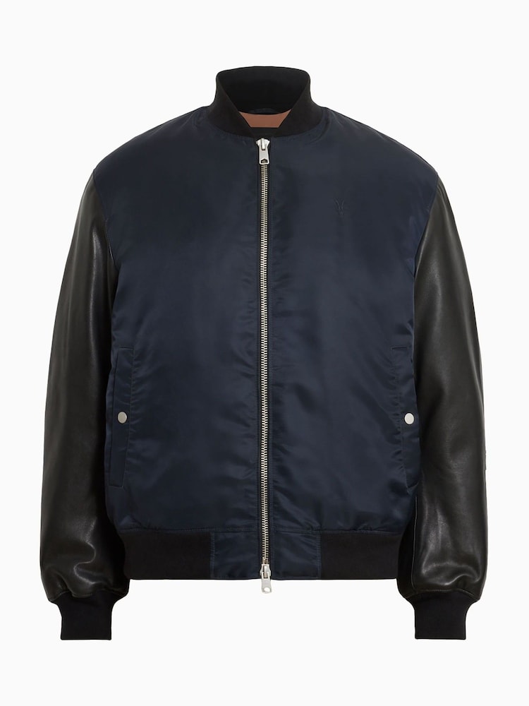 AllSaints Black Myler Bomber Jacket - Image 10 of 10