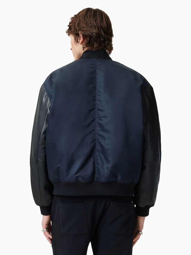 AllSaints Black Myler Bomber Jacket - Image 2 of 10