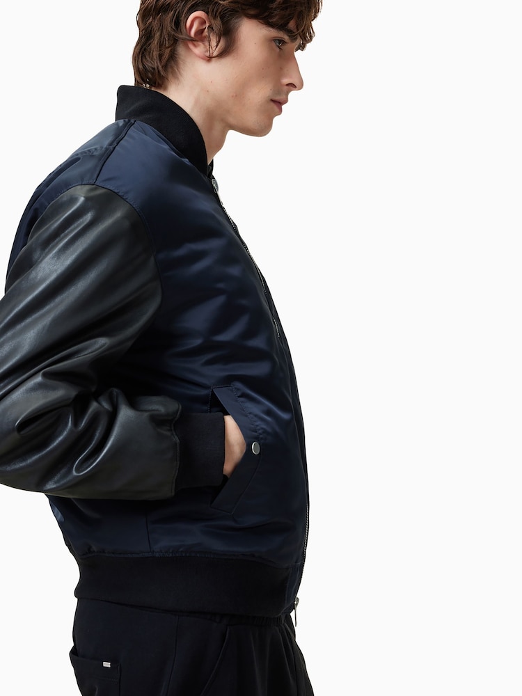 AllSaints Black Myler Bomber Jacket - Image 6 of 10