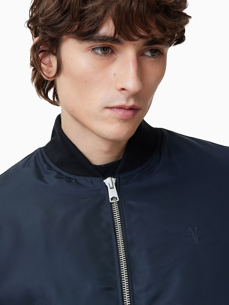 AllSaints Black Myler Bomber Jacket - Image 7 of 10