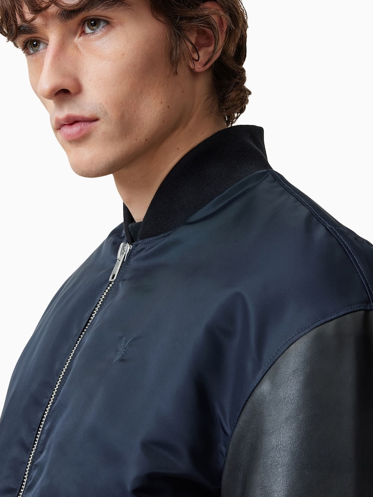 AllSaints Black Myler Bomber Jacket - Image 8 of 10