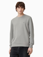AllSaints Grey Raven Crew 100% Organic Cotton Jumper - Image 1 of 6