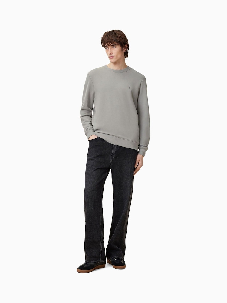 AllSaints Grey Raven Crew 100% Organic Cotton Jumper - Image 4 of 6