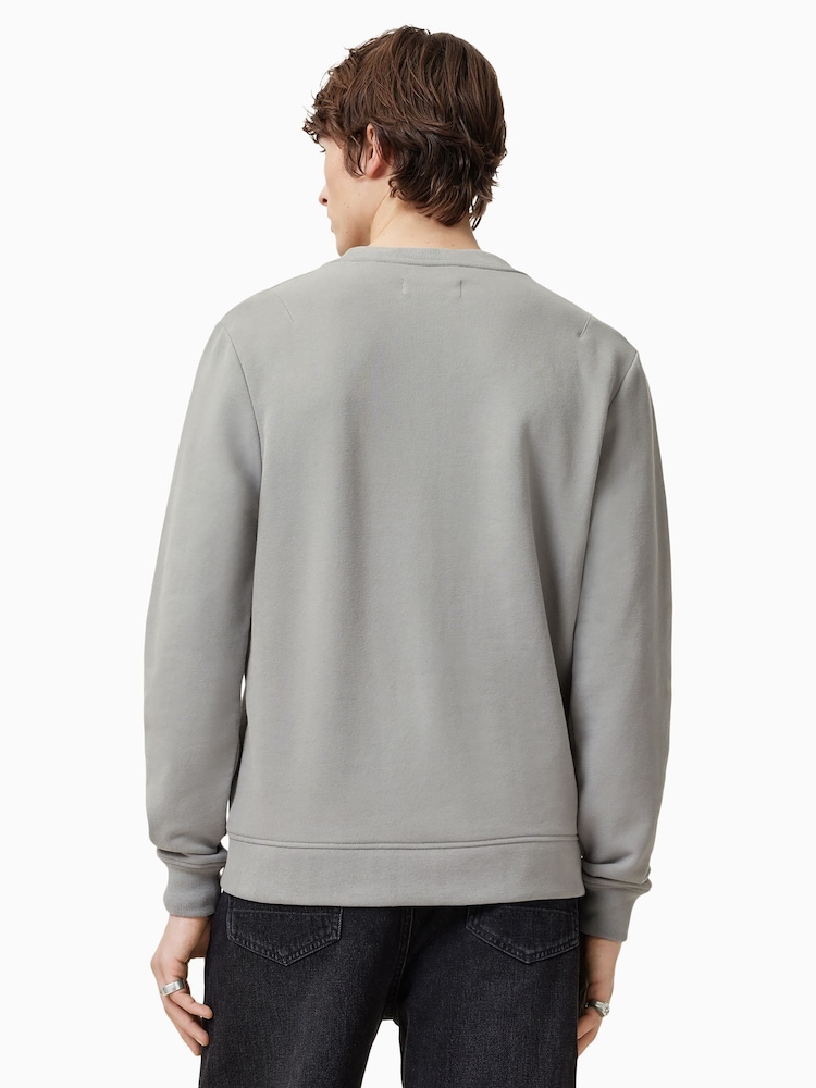 AllSaints Grey Raven Crew 100% Organic Cotton Jumper - Image 5 of 6