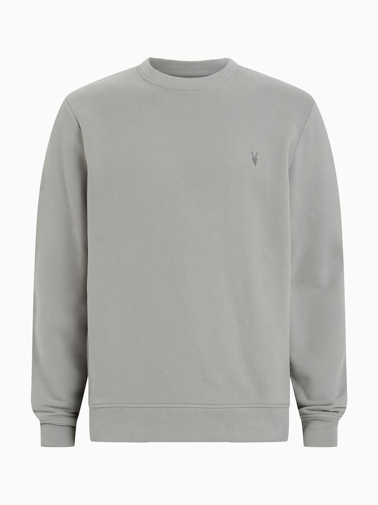 AllSaints Grey Raven Crew 100% Organic Cotton Jumper - Image 6 of 6
