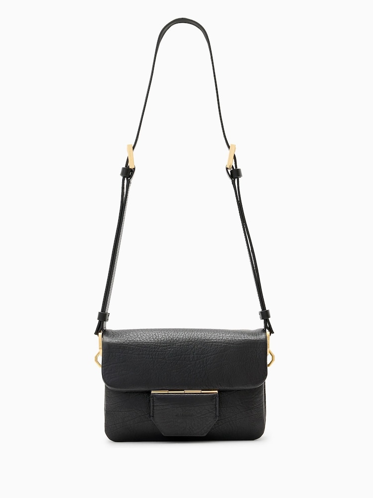 AllSaints Black Jupiter Grain Xbody Bag - Image 1 of 7