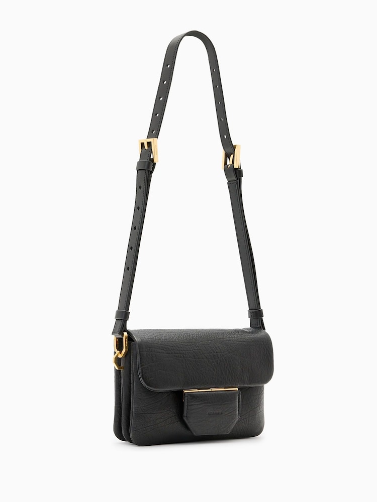 AllSaints Black Jupiter Grain Xbody Bag - Image 2 of 7